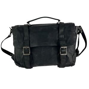 Genuine FRYE Black Genuine Leather  Crossbody Strap Briefcase Bag